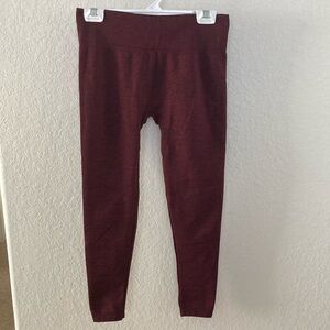 SHOSHO Maroon and Black Fleece Lined Leggings